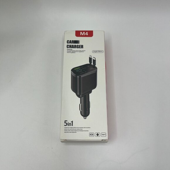 5-in-1 Car Charger: Fast Charging, Retractable Design - Picture 1 of 8